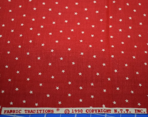 100% cotton Fabric Traditions Red w/ beige stars vintage 36" x 44" Americana - Picture 2 of 3