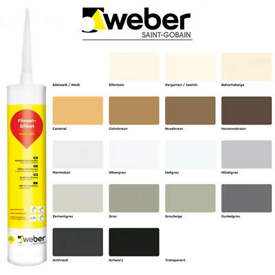 Weber Acetat Silikon Sanitär Bausilicon I ALLE Farben Auswahl I Dichtmasse 310ml