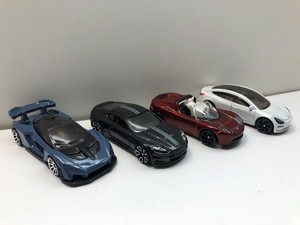 Details About Hot Wheels Lot Of 4 Cars Tesla Model 3 Tesla Roadster Mclaren Aston Martin