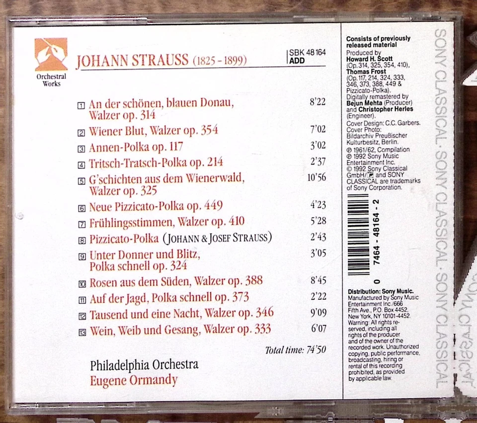 EUGENE ORMANDY PHILADELPHIA ORCHESTRA STRAUSS VIENNESE WALTZES POLKAS CD 2976 Foto 2 de 4