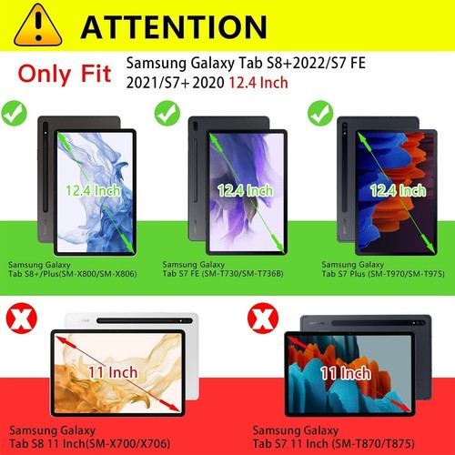 For Samsung Galaxy Tab S7 FE/S8+/S7+ Case Magnetic Leather Kickstand Smart Cover - Picture 2 of 17