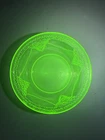 Vintage Green Federal Glass Georgian Lovebirds 4 3/8"  Dessert Bowl
