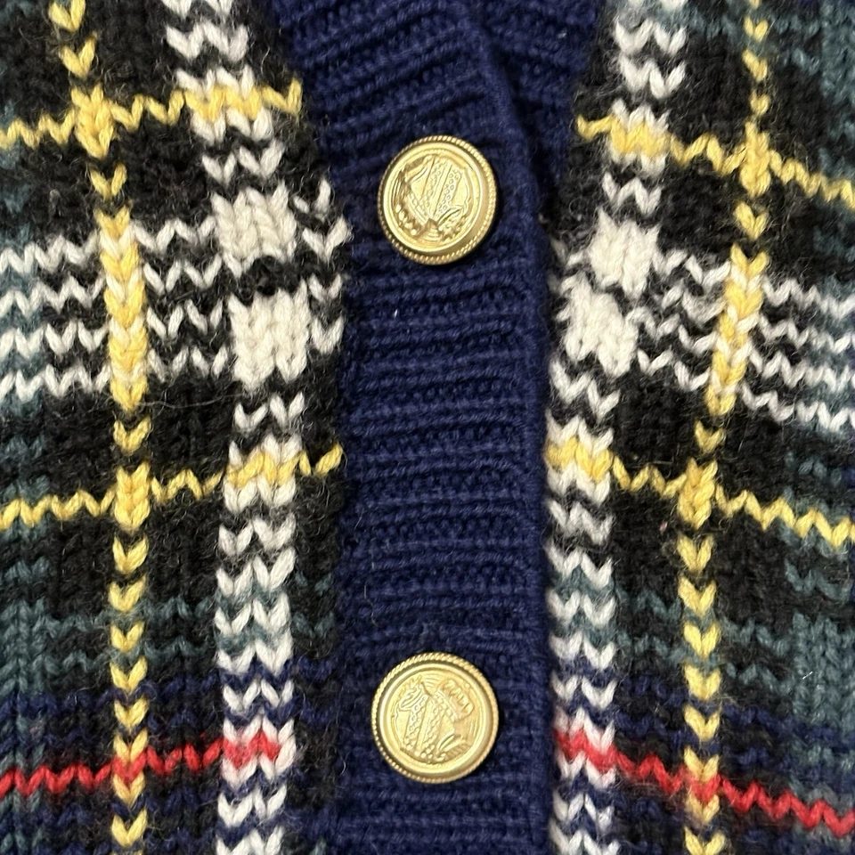 Cárdigan Suéter DE COLECCIÓN Lana a Cuadros Mujer M Preppy Colegiala Grandmacore Años 80 90 Foto 3 de 4