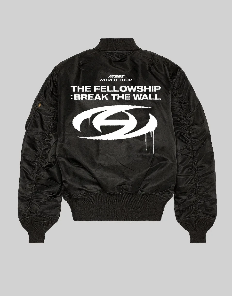 ATEEZ Break The Wall Tour Bomber Jacket Black Official A2 K-Pop Jacket