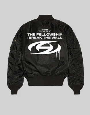 ATEEZ Break The Wall Tour Bomber Jacket Black Official A2 K-Pop Jacket