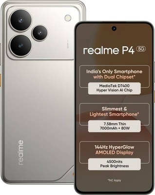 realme P4 5G (Grey 128GB 6GB RAM)Dimensity 7400 Processor 6.77'' Global Version.