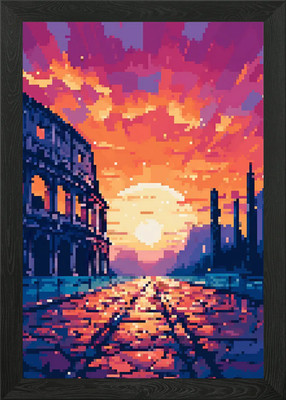 Kolosseum Pixel Kunst Gerahmtes Wandbild Poster Leinwanddruck Bild