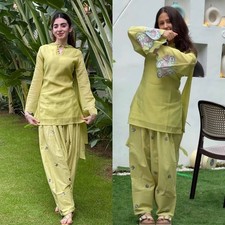 Fancy Look Heavy Mal Chanderi Cotton Salwar Kameez With Dupatta For Women