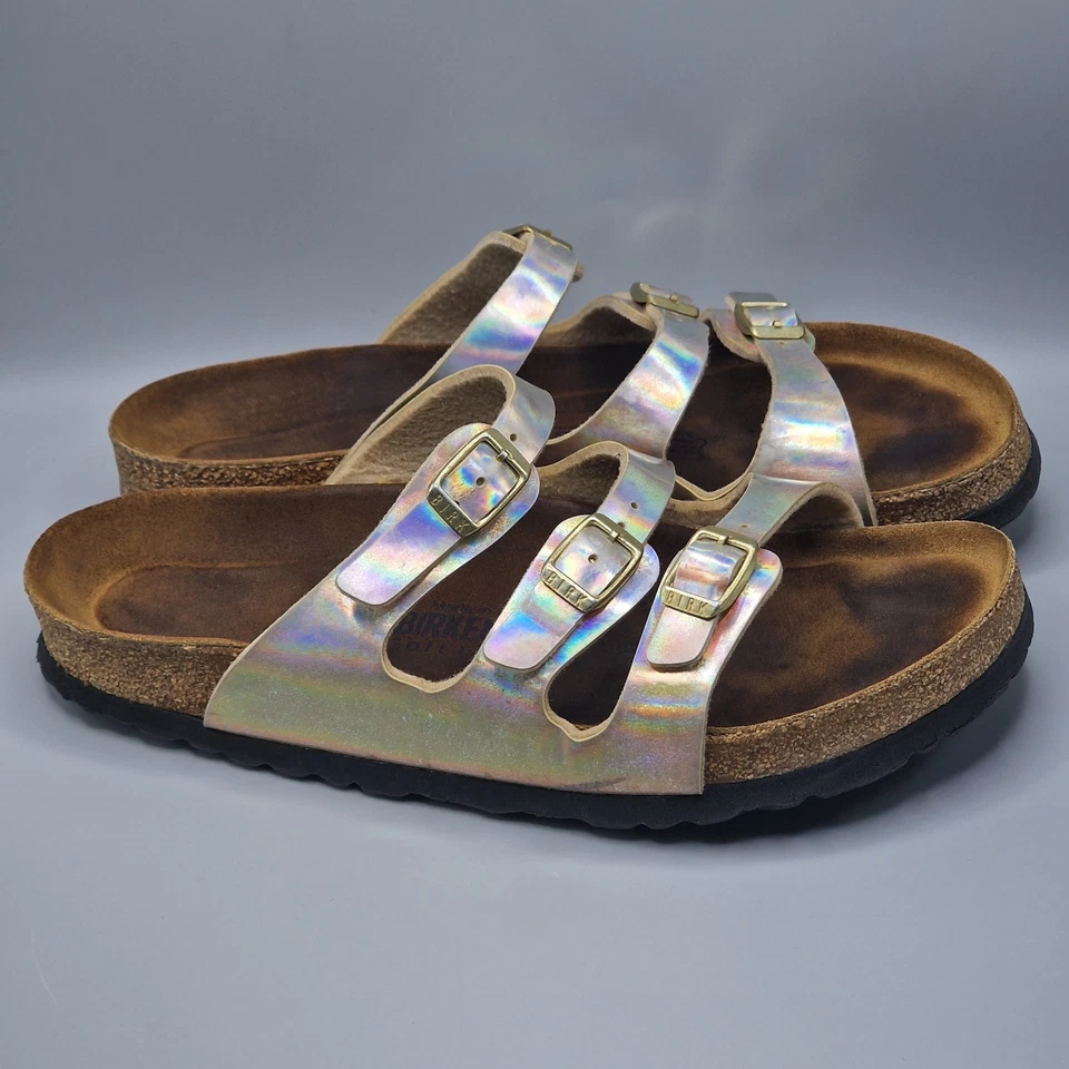 Birkenstock Florida Rose Gold Mirror Sandals Size UK 6.5 - Image 3 of 4