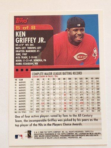 Ken Griffey Jr 2000 Topps Oversized #5 - Picture 2 of 3