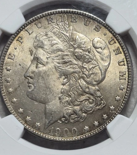 1900 P Uncirculated Morgan Silver Dollar. NGC MS62. Deep Dark Toning. A0575