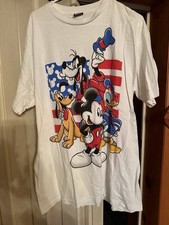 Vintage 90s Walt Disney Mickey Mouse USA American Flag Patriotic Shirt One Size