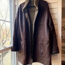 Christ Reversible Sheepskin Coat Choco Brown Old Money Western Bohemian Lux