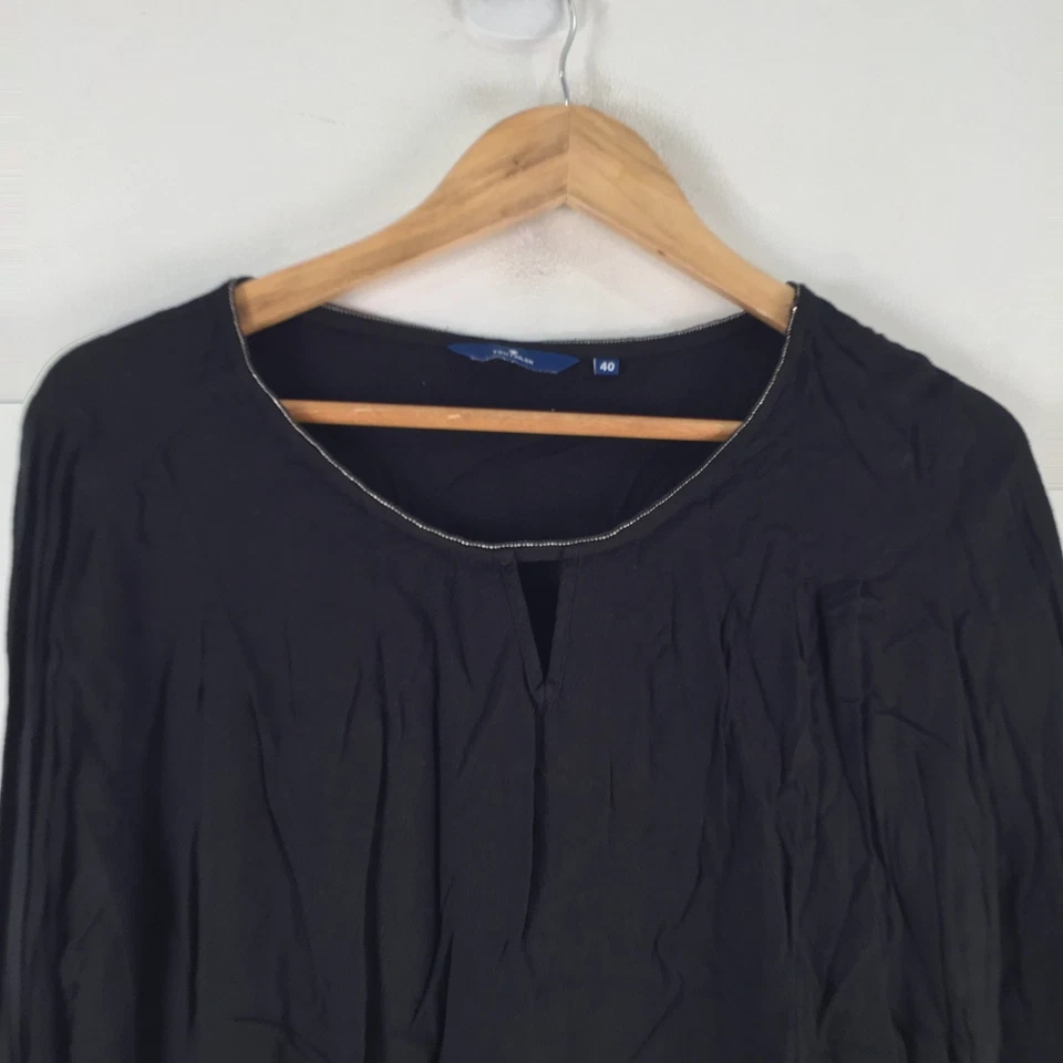 Tom Tailor Mujer Top Talla 40 Aus 12 Negro Manga Larga Viscosa 115360 Foto 2 de 4