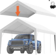 Carport Replacement Canopy Cover 10x20 Heavy Duty Tarp Waterproof UV Grey