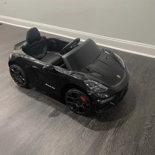 Porsche 718 12V Ride-On Car w/ Remote, Bluetooth, Lights – Black, Kids 3-5