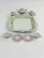 Children s Porcelain Tea Set Pink Green Floral Miniature 8 Piece Jean