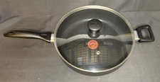 T-FAL 12" Heavy Duty 5qt Deep Dish Aluminum Skillet with Lid And Two Handles EUC