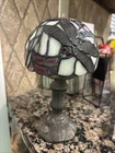 Vintage Tiffany Style Stained Glass Dragonfly Tea Light Lamp Candle Holder 9"