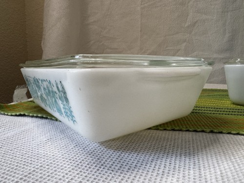 Vtg Pyrex Turquoise Amish Butterprint Refrigerator Dish Set of 4 (8-Pcs.) (C) - Picture 20 of 22
