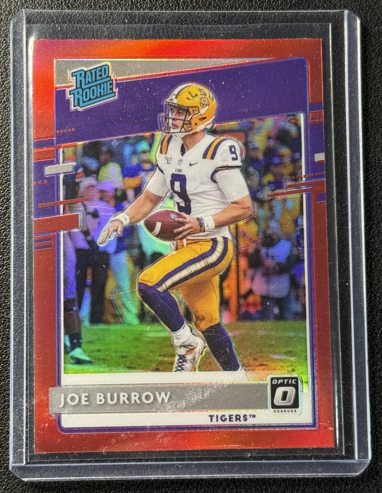 Joe Burrow Panini Chronicles Draft Picks Donruss Rated Rookies #1 Autograph-Red Press Proof