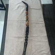 wooden walking stick hand carved snake handmade walking cane 34  tall