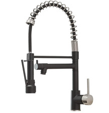 Grifo negro mate de cocina con rociador extra ble y dise o monomando.