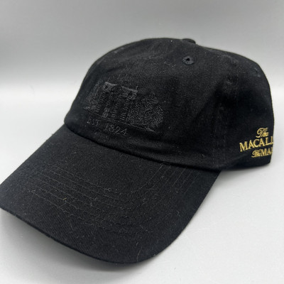 Macallan Whisky The Malt Embroidered Strapback Hat Cap BLACK New WO Tags 
