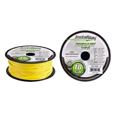 Install Bay PWYL18500 Primary Wire 18 Gauge All Copper Yellow Coil - 500 ft