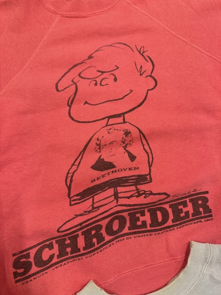 Vintage 1960’s Charlie Brown Schroeder Raglan Sweatshirt Pink SZ. M Mayo Spruce - Image 3 of 4