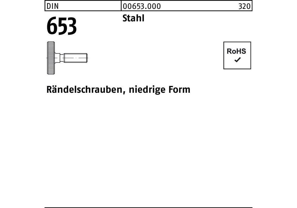 Рейхерный конвейер Rändelschraube DIN 653 в нижней форме, M 8 x 16, Сталь Stahl