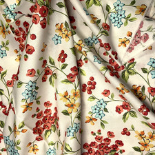 Stylized Colorful Flowers on a soft White Andover Quilt Cotton, BTHY or BTY