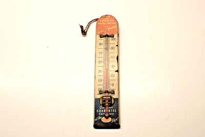 Vintage Sohio 7'' Wood Thermometer Standard Oil Guarantee Winter Starting