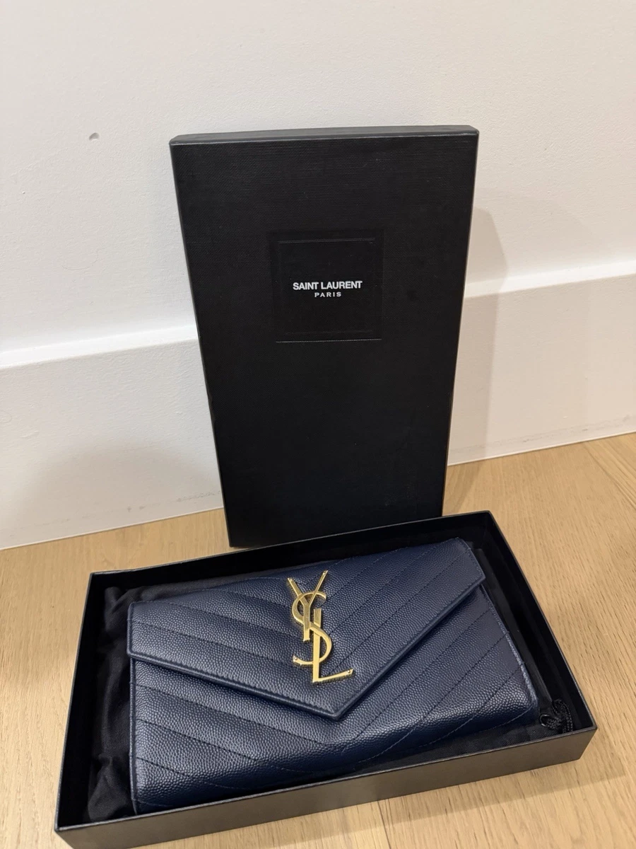 YSL♡パレットウォレット(ネイビー) SAINT LAURENT PARIS credit card wallet in smooth leather in Blue