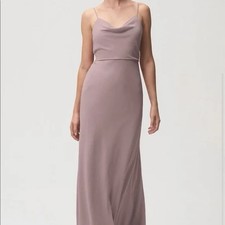 Jenny Yoo Elegant fig Spaghetti Strap Capri Dress size 8 bridesmaid full length