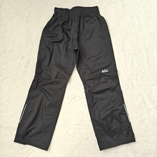 REI Co-op Kids Rain Pants Water Resistant Lightweight Black Elastic Waist Small