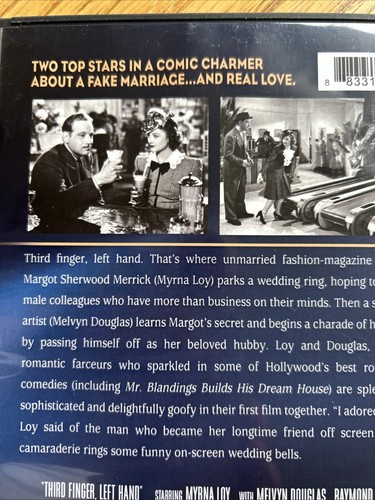 THIRD FINGER, LEFT HAND--MYRNA LOY & MELVYN DOUGLAS (DVD, 1940) Warner Archive - Foto 5 di 10