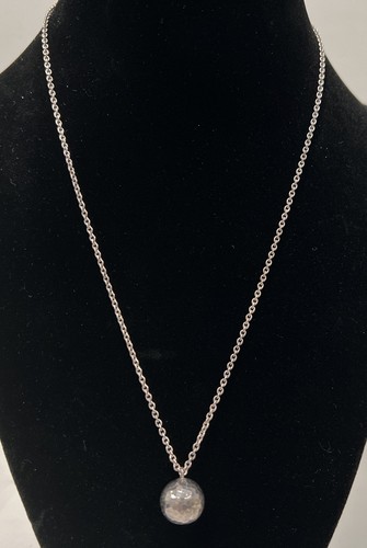 Ippolita Sterling Silver Hammered Ball Pendant Necklace 1/2" Diameter 7.3g - Picture 2 of 9