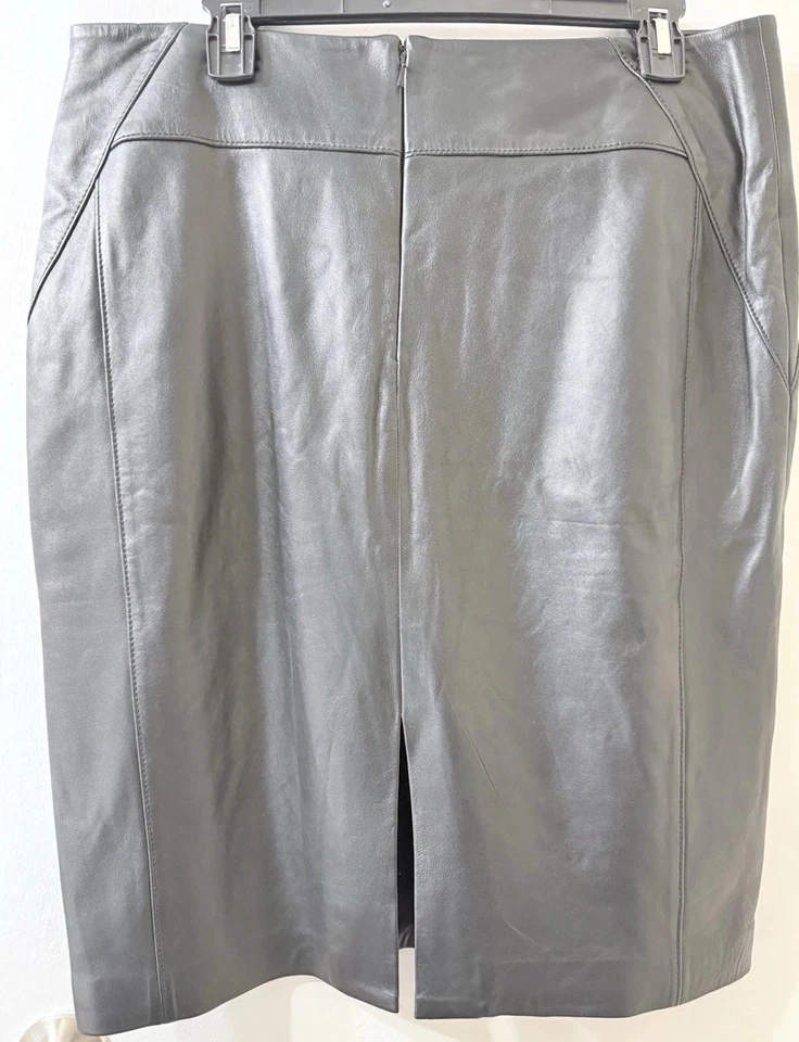Falda lápiz Classiques Entier para mujer negra suave 100 % cuero forrada talla 14 Foto 2 de 4