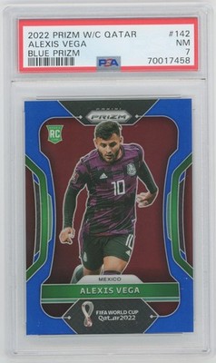 ALEXIS VEGA 2022 PANINI PRIZM WORLD CUP ROOKIE BLUE #54/299 PSA 7 NM RC 