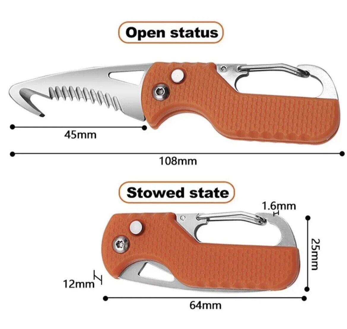  ITOKEY Keychain Knife, 2 Pack Carabiner keychain, Small Pocket  Box/Seatbelt/Strap Cutter, Razor Sharp Serrated Blade and Paratrooper Hook,  EDC Folding Knives, Key Chains for Women Men Everyday Carry : Tools 