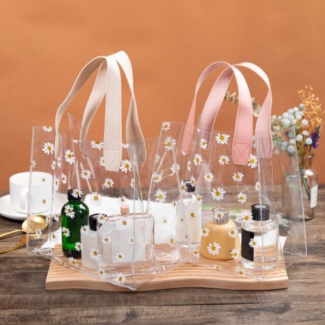 Cosmetic Bags Clear Tote Bags Transparent Daisy Handbags Wedding Gifts Bags