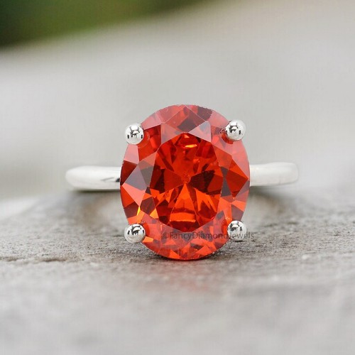 Oval Orange Citrine stone engagement ring Silver ring Simulant Ring FD337 - Picture 4 of 8