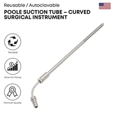 Poole Suction Tube Curved Stainless Steel Surgical German Grade Instruments