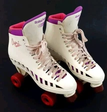 Roller Derby Capri Women’s Sz 9 White Pink Purple Boot Roller Skates Disco 70's