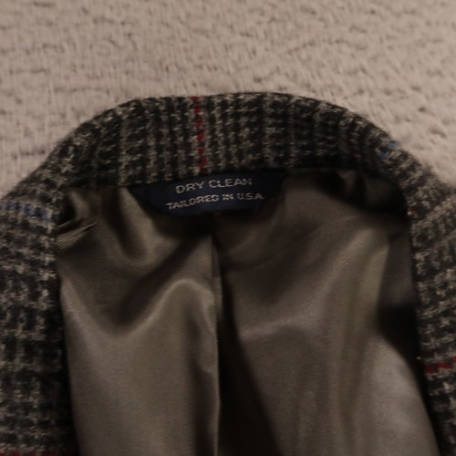 VTG Tweed Jacket L Gray Prince of Wales Check 100% Wool Blazer USA 1/4 Lined 44R - Picture 3 of 18