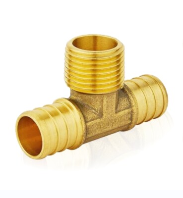 EFIELD 3/4''×3/4''×1/2'' Pex Male NPT Tee Brass Crimp Fitting No Lead Free Shipping