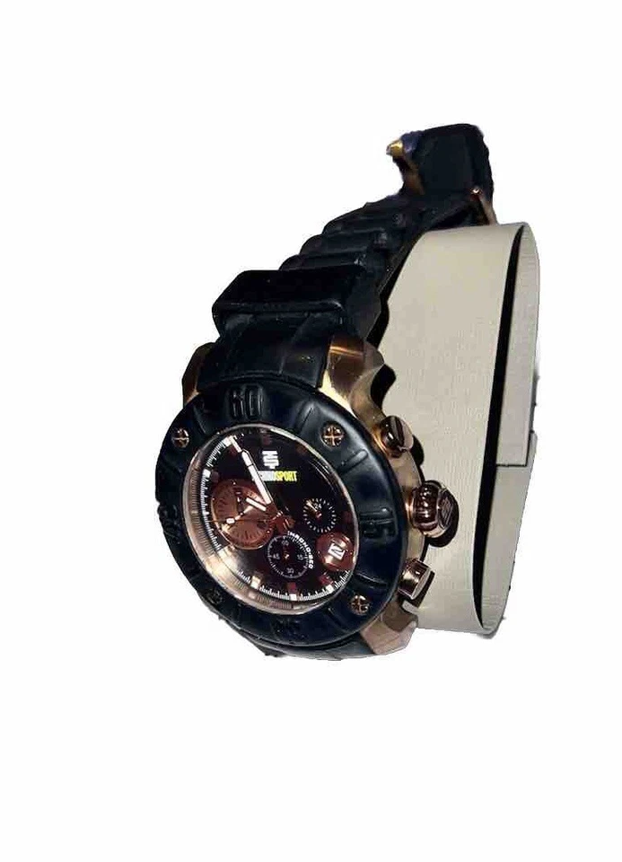 Часы хронограф унисекс беговые TechnoSport золото нержавеющая сталь большой циферблат - Изображение 3 из 4