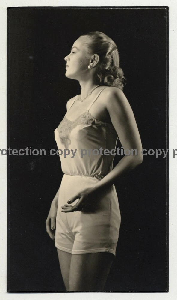 1950s Ladies Lingerie Porn - Blonde Model In Satin Underwear / Lingerie (Vintage Fashion Photo B/W 1940s/ 1950 | eBay