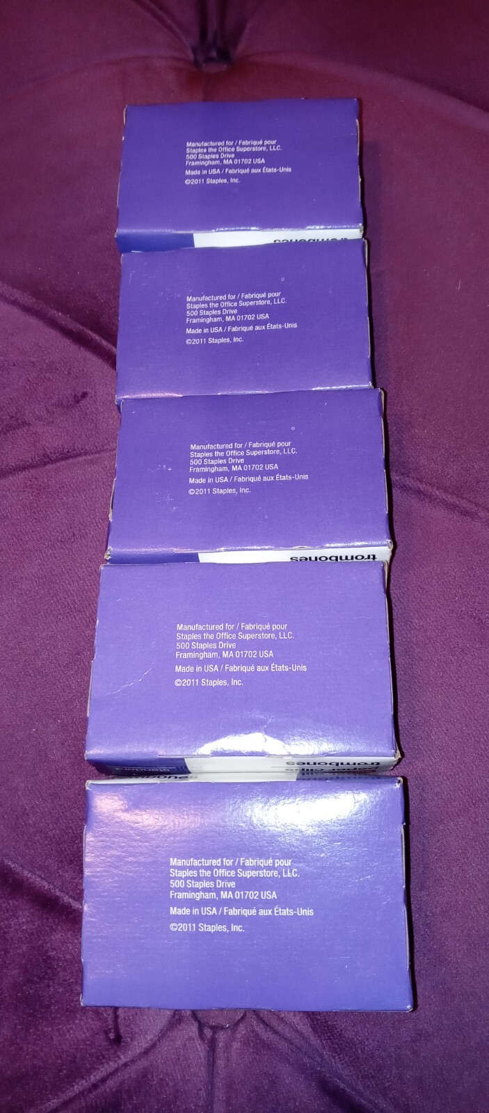 Staples Standard Smooth Finish Trombones Paper Clips 100/Box5 Boxes